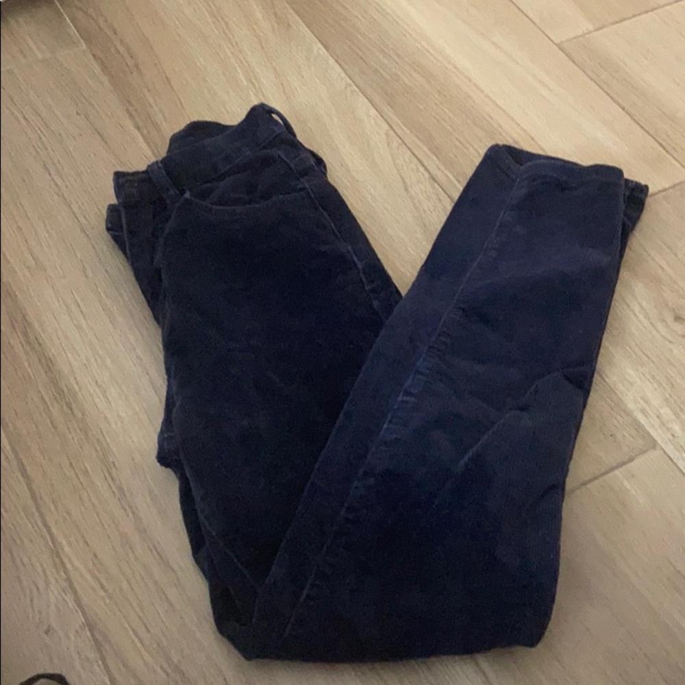 Dark Blue Velvet High Waisted Pants